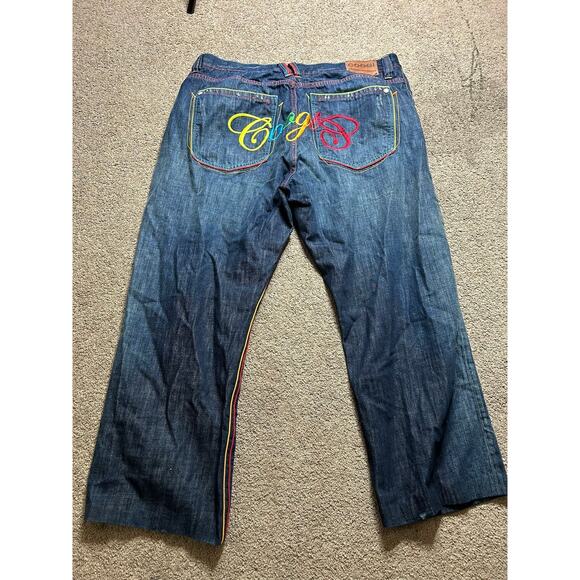 Coogi Jeans Men 44x35 Vtg Australian Leather Logo Embroidered Jeans 90’s Hip Hop
